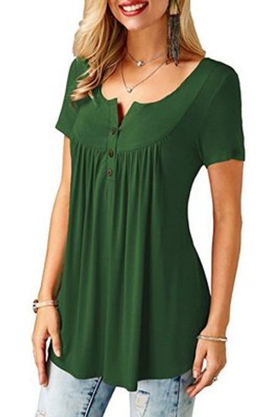 

summer dress new style fashion designer european and american style women's dress drap-button loose short-sleeved ladies t-shirt top, White