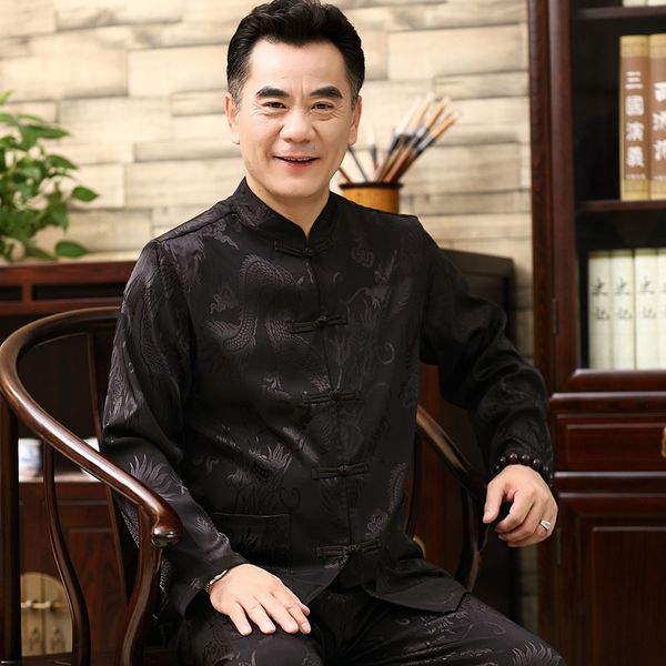 

traditional chinese clothing for men male shanghai tang suit clothing mandarin collar jacket winter coat men 2018 ta176, Red