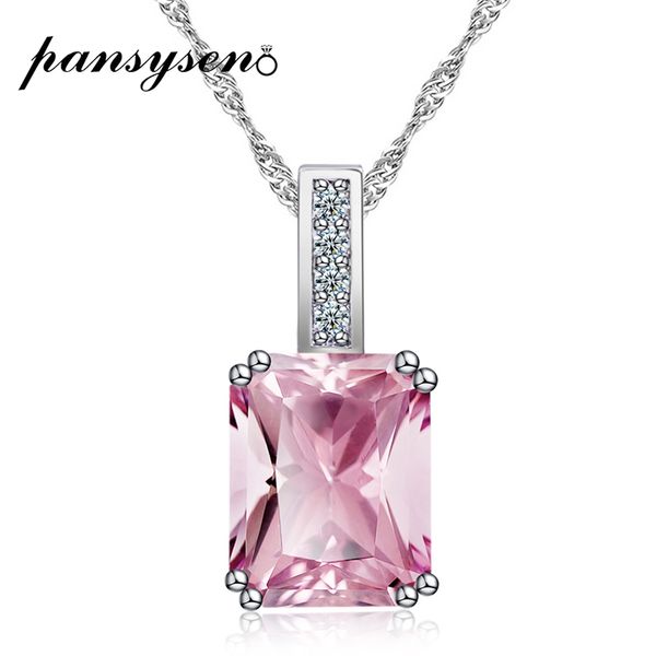 

pansysen new romantic quartz amethyst sapphire gemstone pendant neckalces for women 925 sterling silver necklace wedding jewelry