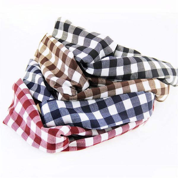 

fashion women's girls summer bohemian hair band plaid models versatile travel wash sports essential cross hair accessories