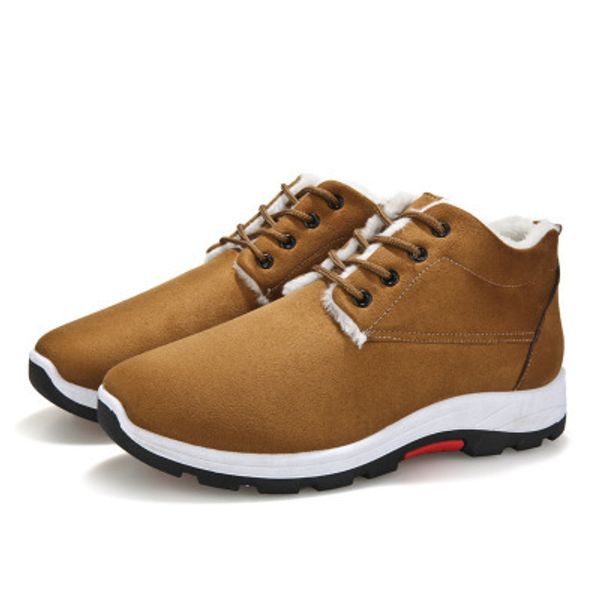 

men's winter warm ankle boots high men casual shoes cotton plush snow boots new arrival flock lace up mans footwear soft778, Black