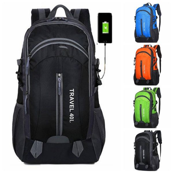 

40l waterproof climbing hiking usb backpack camping mountaineering backpack men sport outdoor bike bag climbing rucksack