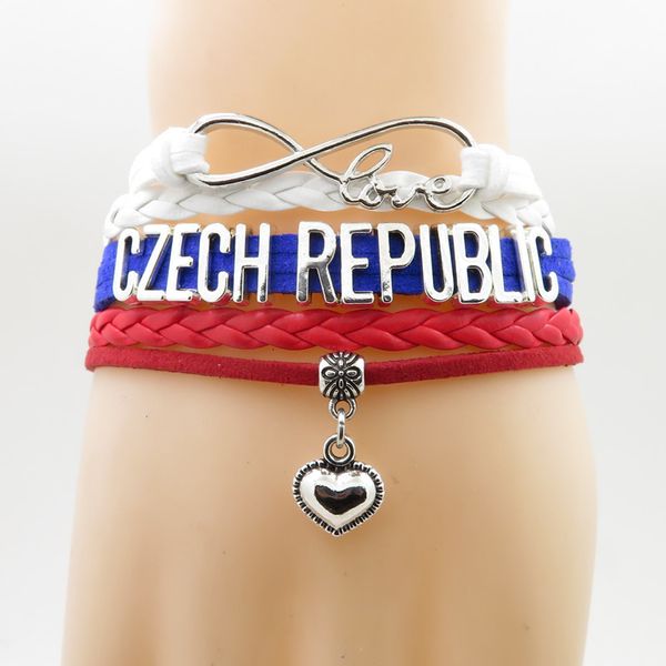 

инфинити лав чешский народный браслет сердце очарование любви моя родина чешский народный флаг ювелирные браслеты для женщин и мужчин, Golden;silver