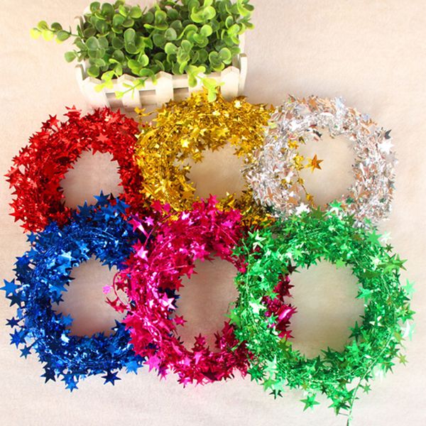 

christmas tree decorations 6 colors 7.6m christmas decor colored strips iron wire five star pattern party ornaments