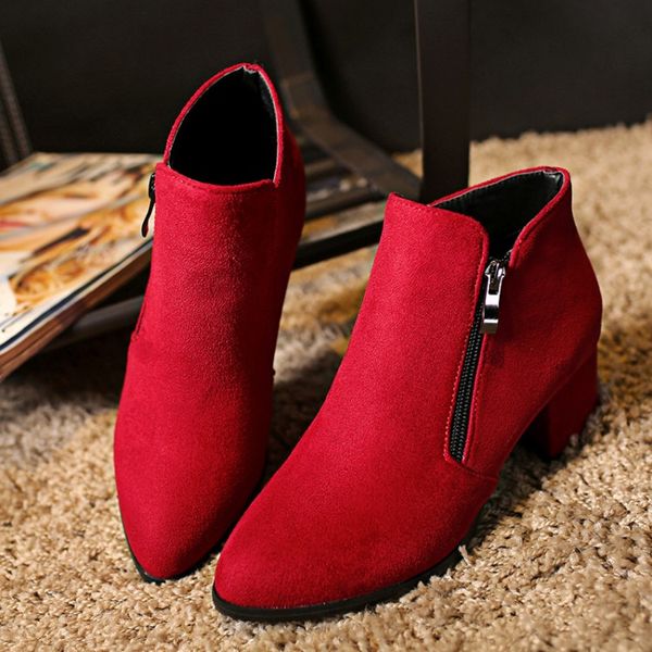 

plus big size 34-43 modern fashion ladies boots with pointed side with zipper comfort all-match boots f1, Black