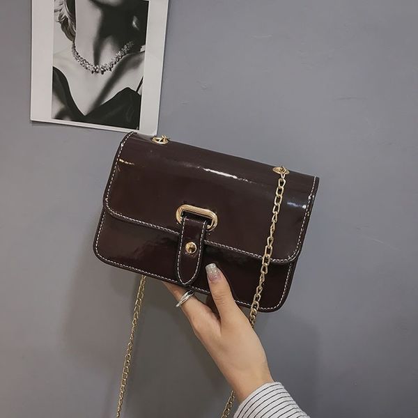 

women's shoulder bag slant straddle bag korean fashion small new bright bread chain women's rivet