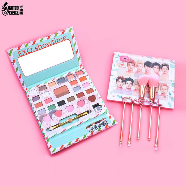 

new korea exo eye makeup nudes palette 26 color matte eyeshadow pallete glitter eye shadow with brush set stamp pigment
