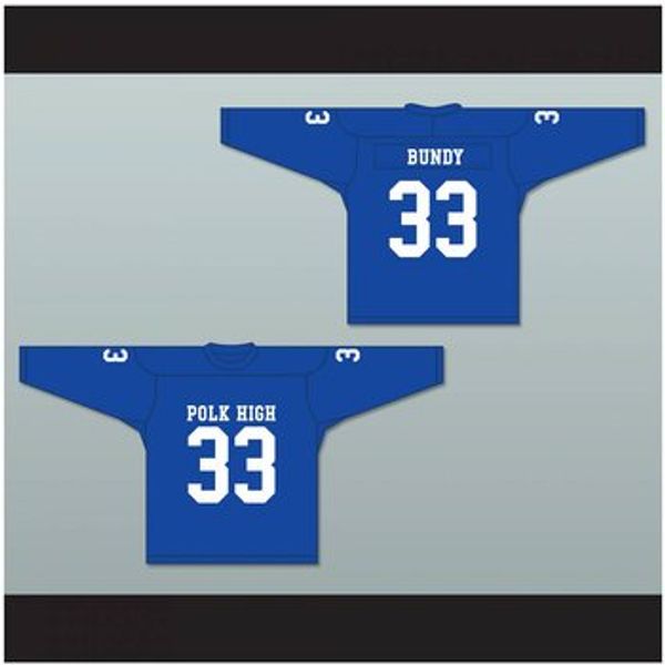 

Custom XS-5XL Al Bundy 33 Polk High School Blue Hockey Jersey Married With Children Stitch Sewn Any Player or Number Free Shipping