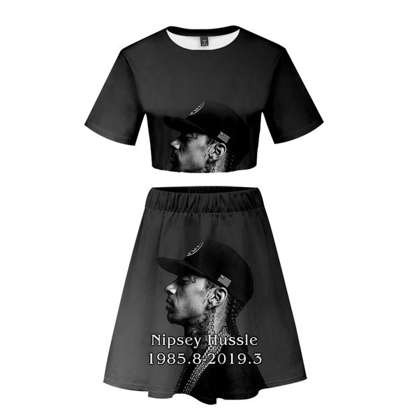

nipsey hussle print summer women two pieces sets короткая юбка и футболки одежда 2019 горячая распродажа хип-хоп kpop print plus размер xxl, White