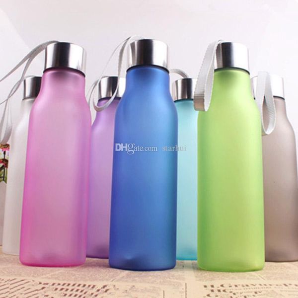 

portable outdoor camping cup frosted plastic straight bottle drinking cup gradient color student couple hand cup dhl wx9-1831