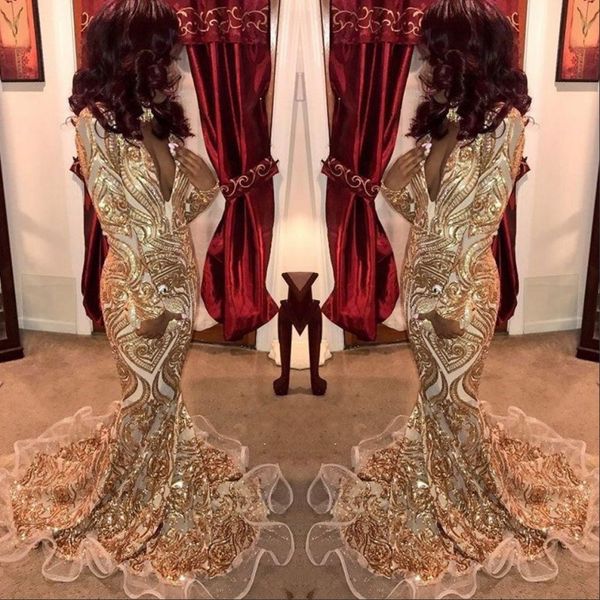 

new luxury gold prom dresses mermaid african prom gowns vestidos special occasion dresses evening wear, Black
