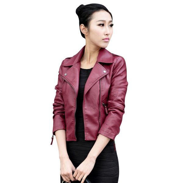 

new fashion women leather motorcycle zipper collar punk coat biker jacket lady cool outwear, Black;brown
