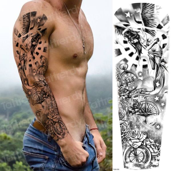 

temporary tattoos for men robot arm sleeve tattoo mechanical waterproof tattoo large black stickers body tatoo fake transfer big