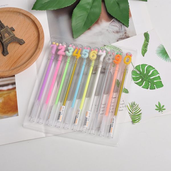 

2019 новый десять номер стиль гелевые ручки набор kawaii стационарные милые ручки для офиса школы 10 шт. / лот np179