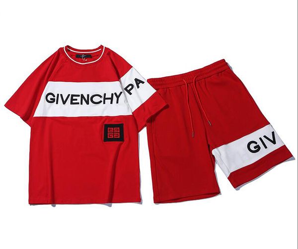 

19givenchy men tracksuit classic french tide brand mens designer tracksuits suit fashion letter embroidery luxury tshirt basketball shorts, Gray