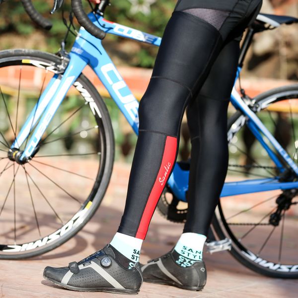 

santic summer cycling legs ice sense riding knee breathable with silicone slip pads leg road bike sunscreen leg sets running, Black