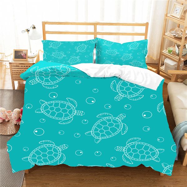 

bed cover set cartoon tortoise printed home textiles with pillowcases bedroom clothes for kid king  size