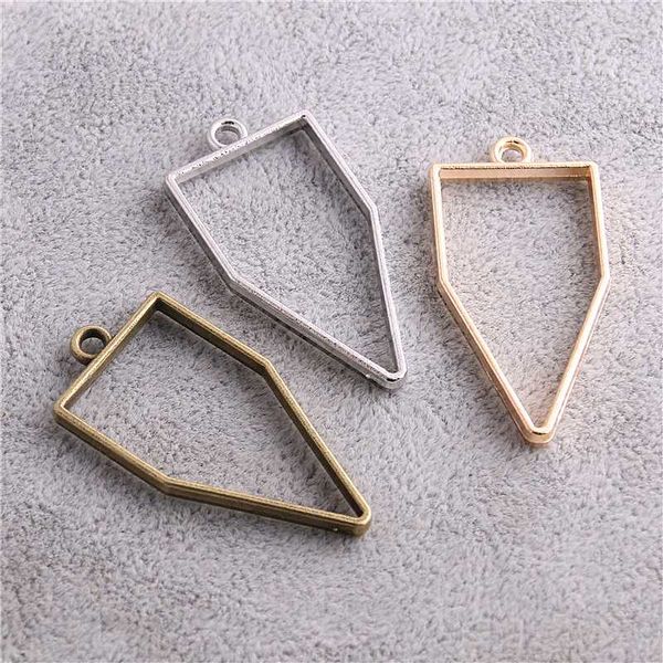 

20pcs 22*45mm alloy jewelry setting accessories angle charms hollow glue blank pendant tray bezel charms diy handmaded6100-2, Bronze;silver