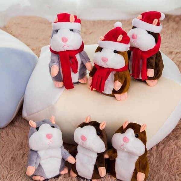 Sprechende Hamster-Maus-Haustier-Plüschpuppen sprechen sprechende Tonaufzeichnung Hamster-Stofftiere Lernspielzeug Weihnachten Kindergeschenke 15 cm D6329