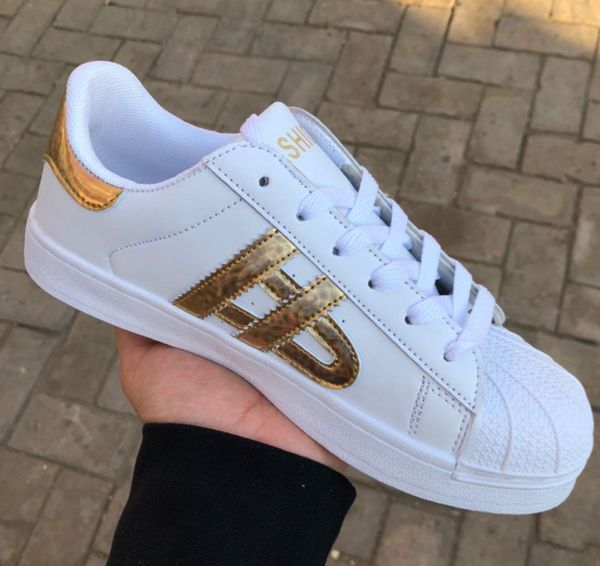 

2020 superstar white hologram iridescent junior gold superstars sneakers super star women men sport casual shoes 36-44, Black