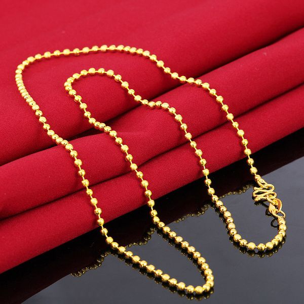 

concise necklace brass no fade vietnam alluvial gold round beads necklace, Silver