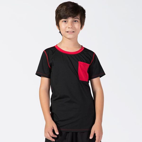 

new kids sport shirt short sleeve sports running mixed colors training t-shirt basketball football elasticity quick-dry, Black;blue
