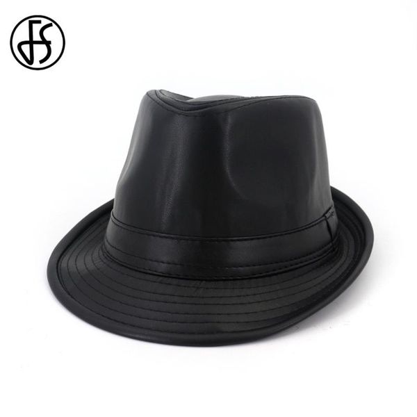 

fs british style short brim jazz caps men women fashion artificial leather hat fedoras trilby solid panama formal hats gorra, Blue;gray