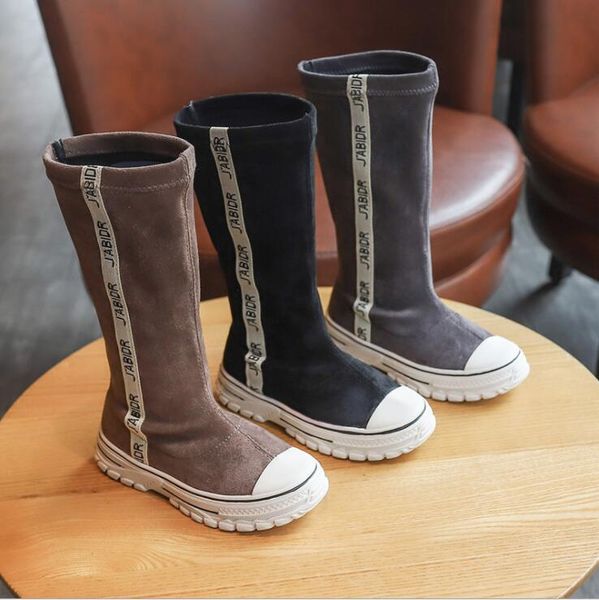 

children' high boots 2019 autumn winter new girls princess boots suede student boot size 16--22cm, Black;grey