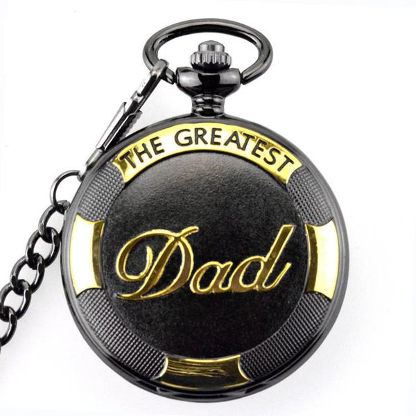 

black dad design quartz pocket watch pendant chain men's gifts, Slivery;golden