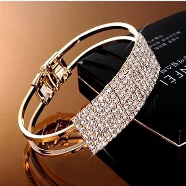 

fashion gift elegant women bangle wristband crystal beautiful bracelet cuff bling, Black
