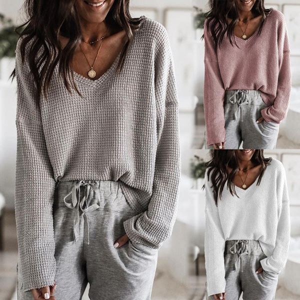 

clothing fashion women casual long sleeve t-shirt solid v-neck cool stuff clothing ladies trendy roupas femininas female, White