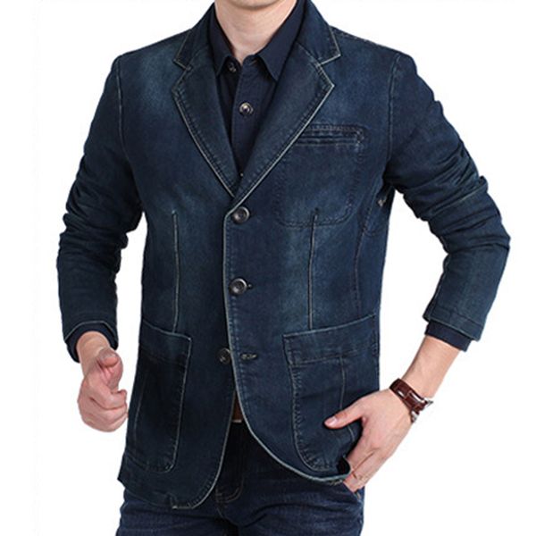 

vintage men coat jean 4xl plus size male suit jean jacket european style loose denim jacket male denim wholesale clothing, Black;brown