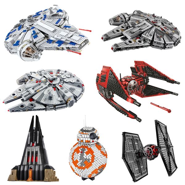 

star toys wars millennium 75257 falcon 75212 75251 tie fighter darth vader castle building blocks diy brick for kids toys gift