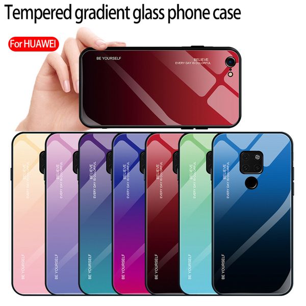 

для huawei p30 pro чехол для телефона градиент закаленное стекло чехол для мобильного телефона тпу мягкий край защитная крышка от падения