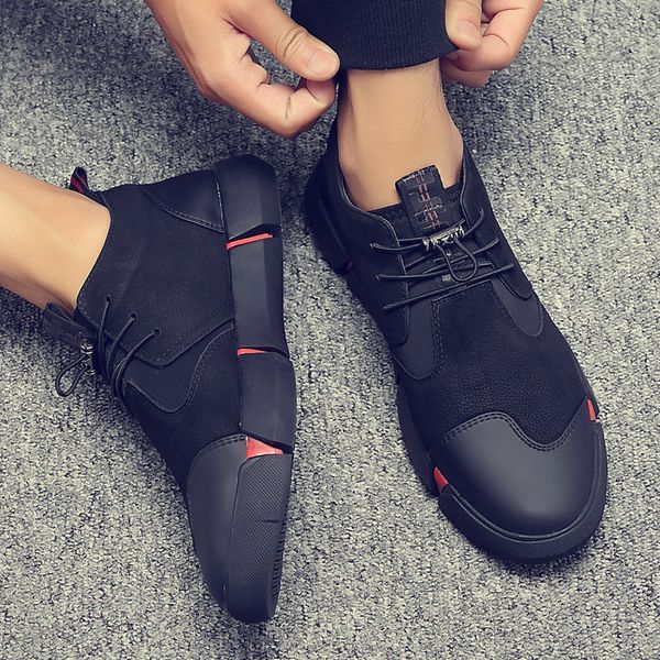 

men shoes leather business casual shoes men's british style winter lace up male loafers sneakers black walking footwear