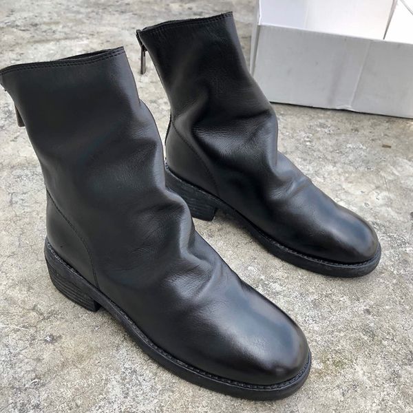 

2020 british style vintage martin boots with back zipper round toe soft horse leather and goodyear craft sole 796 ankle boot, Black