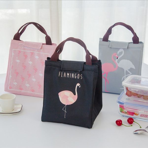 

flamingo waterproof portable aluminum box lunch bag cartoon bird cry flower insulation bag picnic cold insulation