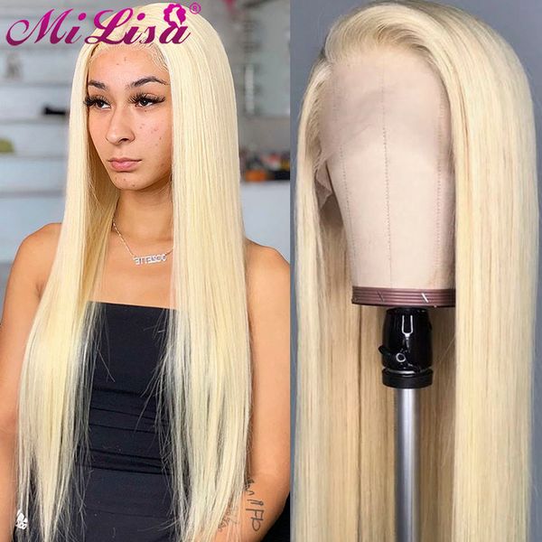 

613 honey blonde lace front wig 13x6 lace front human hair wigs straight hair remy mi lisa transparent wigs brazilian, Black;brown