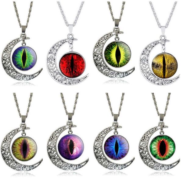 

openwork carved eyes moon time gemstone necklace pendant djn193 mix order pendant necklaces jewelry, Silver