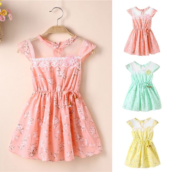 

kids dresses for girls party dress newborn princess dress toddler baby girls floral print lace net casual princessÂ dress clothes, Red;yellow