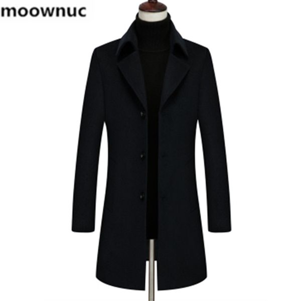 

men's wool & blends 2021 autumn and winter coat men single breasted trench high-quality jackets, Black