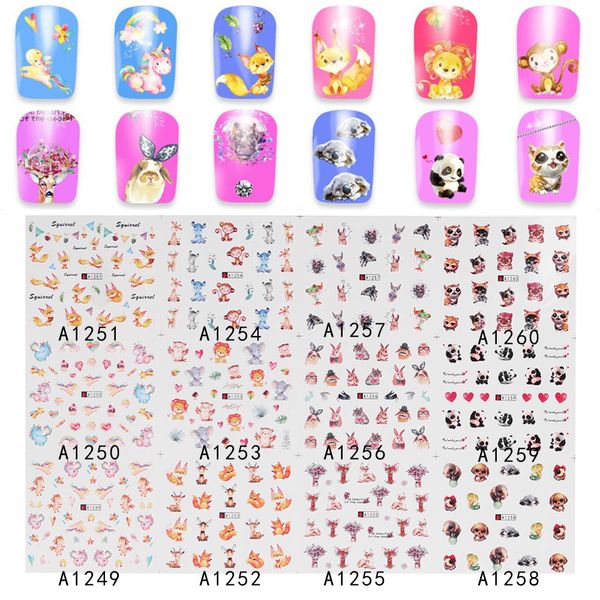

12patterns/sheet animal dream catcher water transfer nail art sticker diy decal diy nail decoration, Black