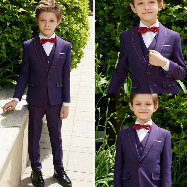 

2019 fashion kids formal suits children attire wedding blazer boy birthday party business suit (jacket+pants+vest) boy suit, Black