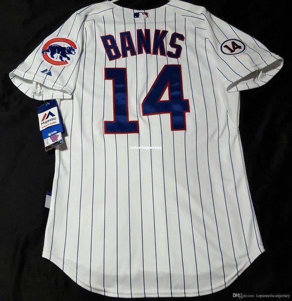 

majestic chicago #14 pinstripe ernie banks coolbase jersey mens stitched wholesale big and tall size xs-6xl baseball jerseys, Black;blue