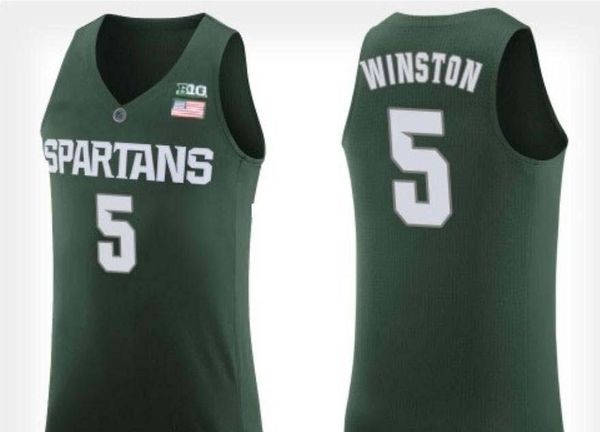 

vintage men michigan state spartans #5 cassius winston college basketball embroidery jersey size s-4xl or custom any name or number jersey, Black;red