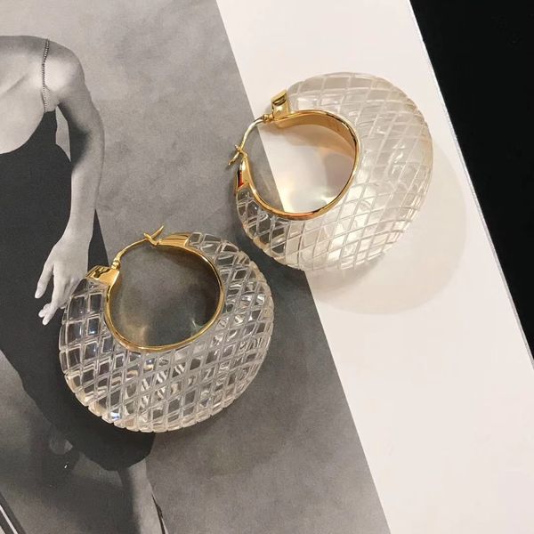 

Top brass material drop oval earring shape with crystal acrylic and rhombus style charm Earring jewelry for women gift drop shipping PS6767