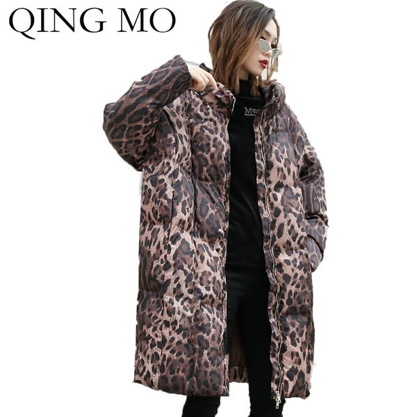 

qing mo winter hooded women parkas 2019 women camouflage coat female warm fashionable coat polyester fiber zqy2114, Black