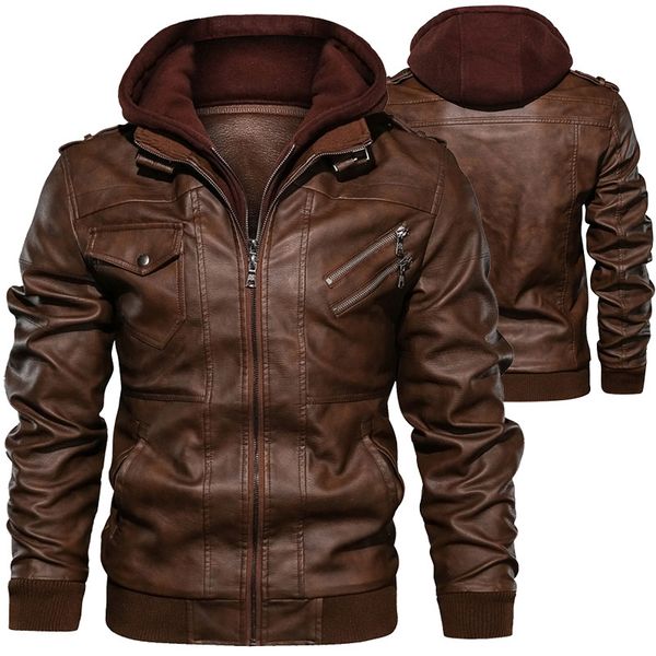 

2020 new men's leather jackets autumn casual motorcycle pu jacket biker leather coats brand clothing eu size, Black