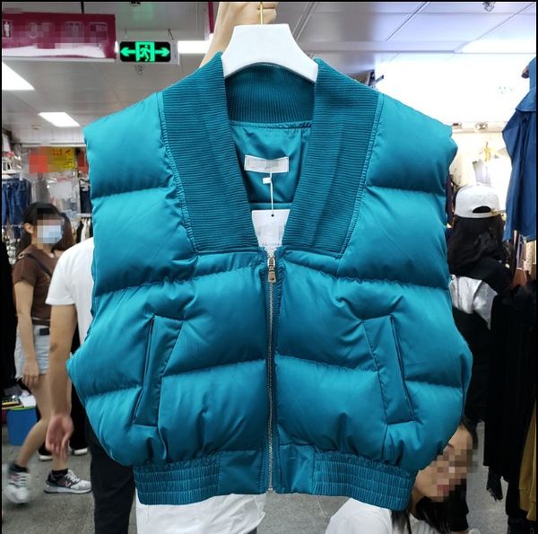 

women's cotton vest 2019 autumn and winter short padded waistcoat v-neck female students sleeveless down cotton vest jacket, Black;white