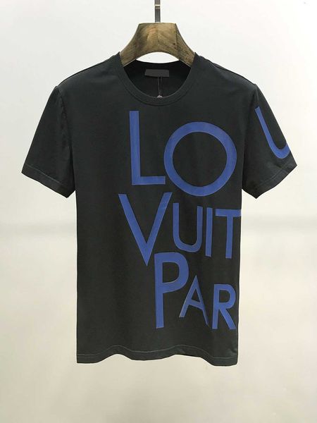 

20 men's fashion blue lovuit t-shirt letter print short sleeve european and american style round neck cotton print t-shirt, Black;brown